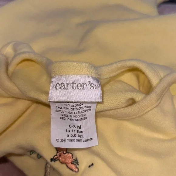 Carter's Vintage Rare John Lennon "Living Life in Peace" One Piece Onesie 0-3M - Picture 5 of 6